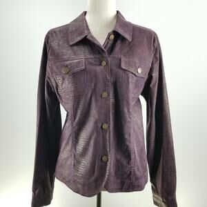 Erin London Purple Snake Print Light Jacket Suede Feel Very Nice! Size M